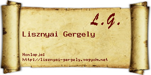 Lisznyai Gergely névjegykártya